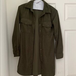 Olive Green Button-Up Shirt Jacket
